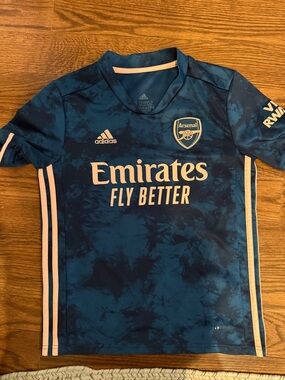 adidas Arsenal Kids Blue and White Emirates Fly Better Jersey